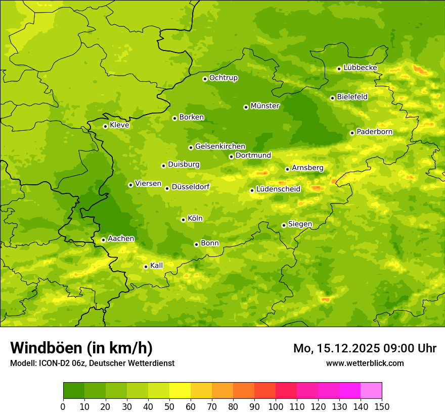 Modellkarten Windgeschwindigkeit