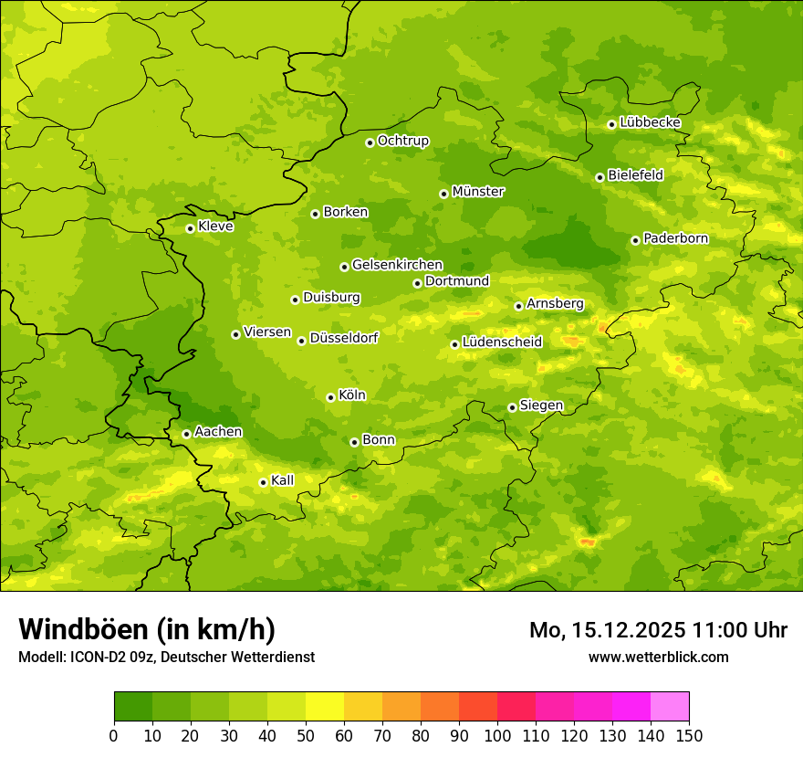 Modellkarten Windgeschwindigkeit