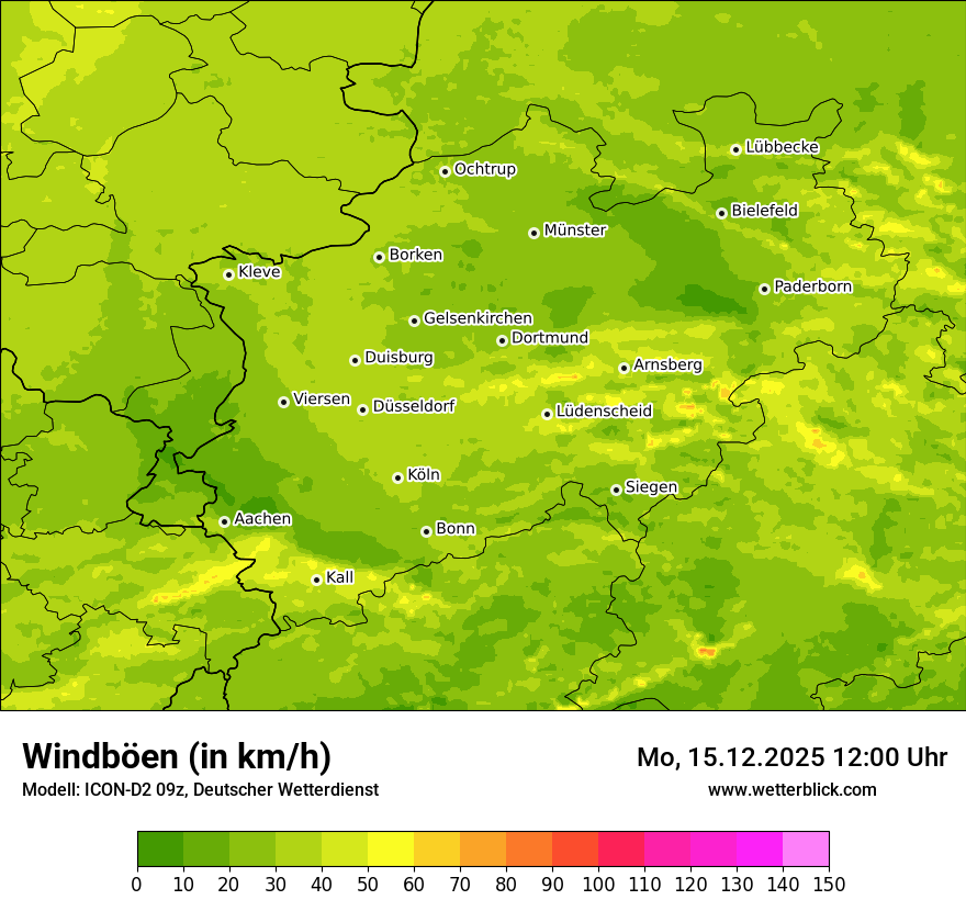 Modellkarten Windgeschwindigkeit
