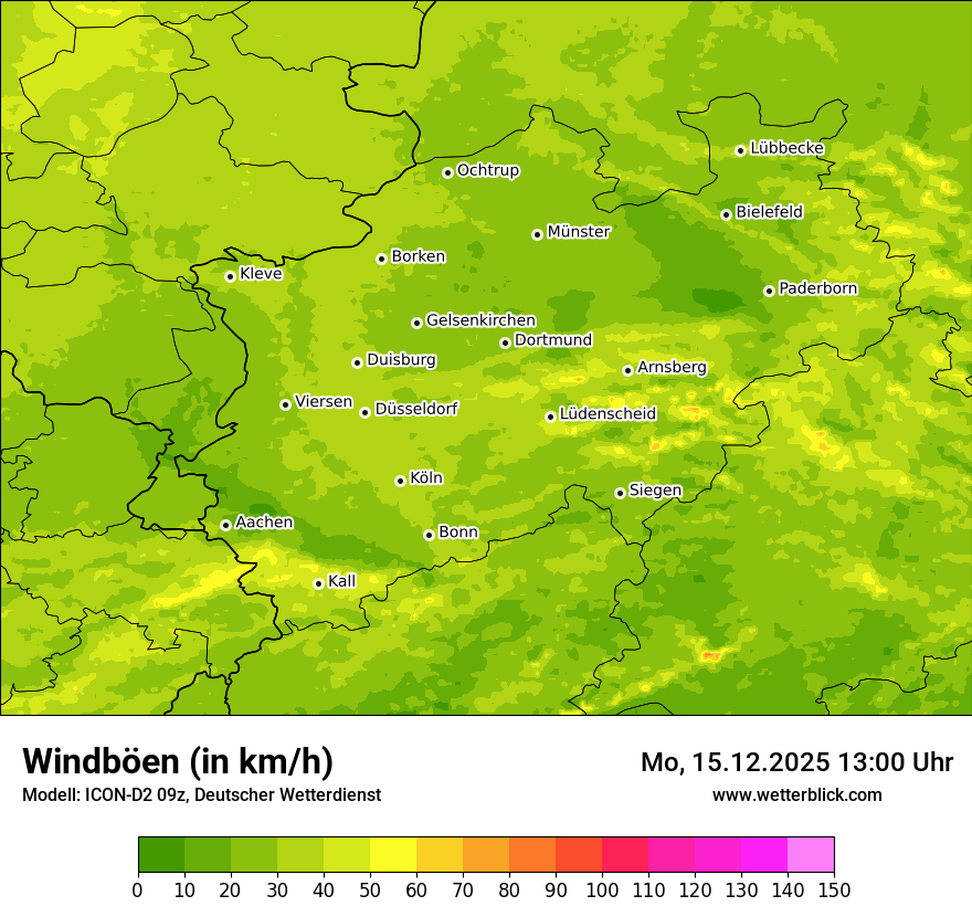 Modellkarten Windgeschwindigkeit