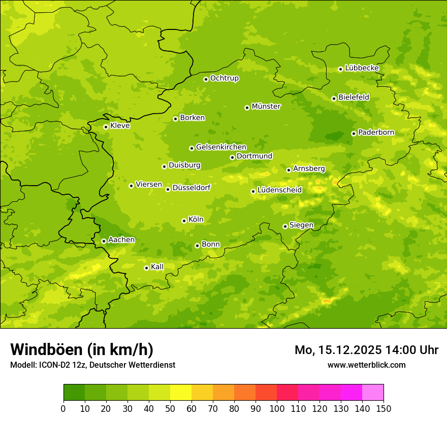Modellkarten Windgeschwindigkeit