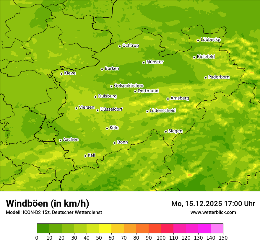 Modellkarten Windgeschwindigkeit