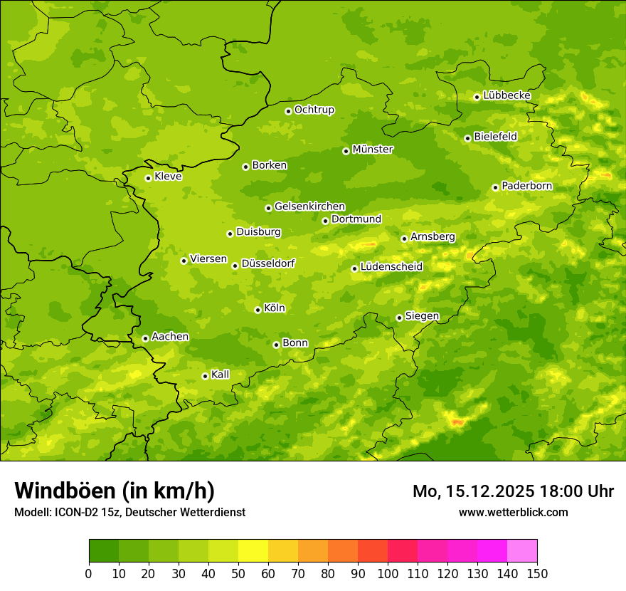 Modellkarten Windgeschwindigkeit