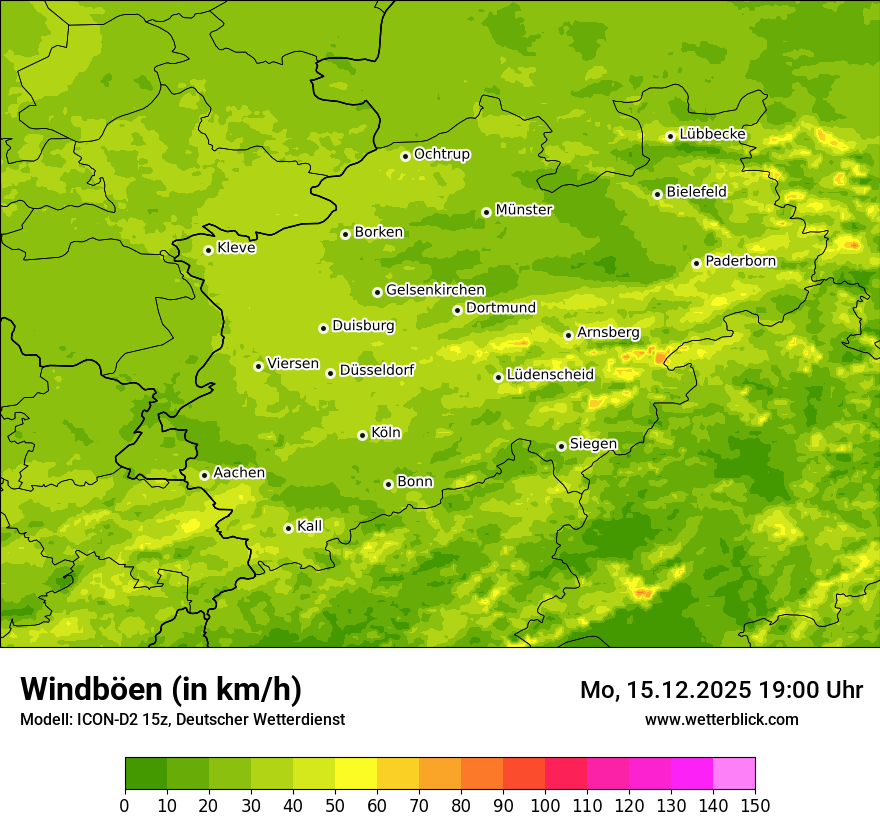 Modellkarten Windgeschwindigkeit