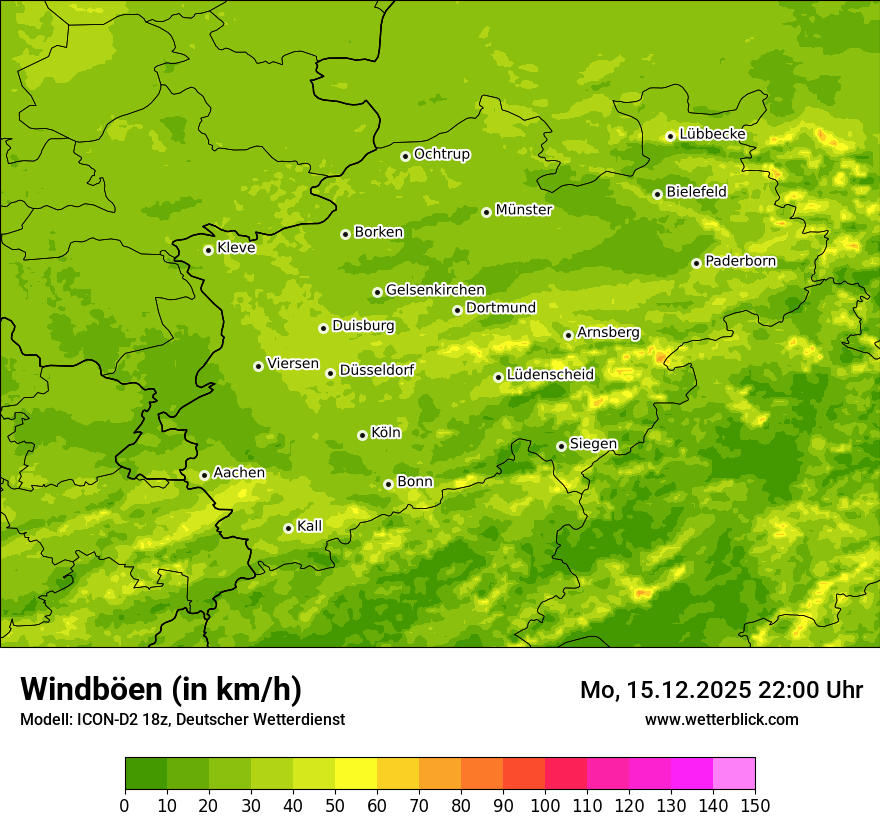 Modellkarten Windgeschwindigkeit