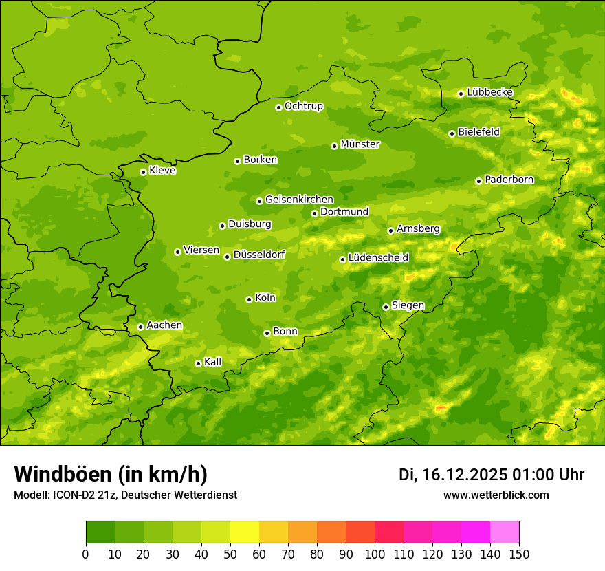 Modellkarten Windgeschwindigkeit