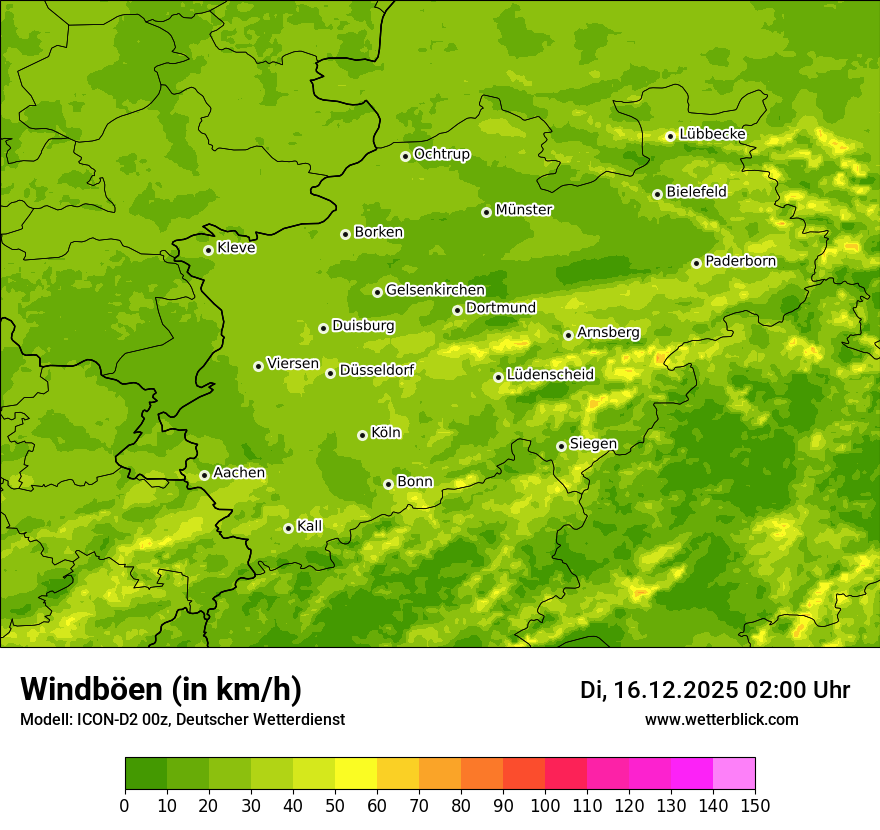 Modellkarten Windgeschwindigkeit