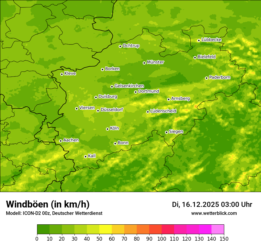 Modellkarten Windgeschwindigkeit
