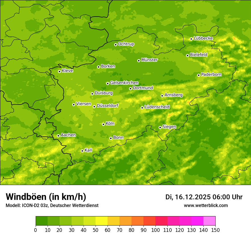 Modellkarten Windgeschwindigkeit