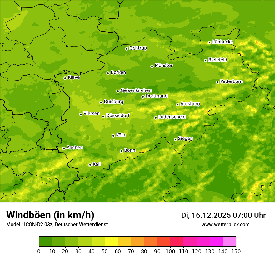 Modellkarten Windgeschwindigkeit