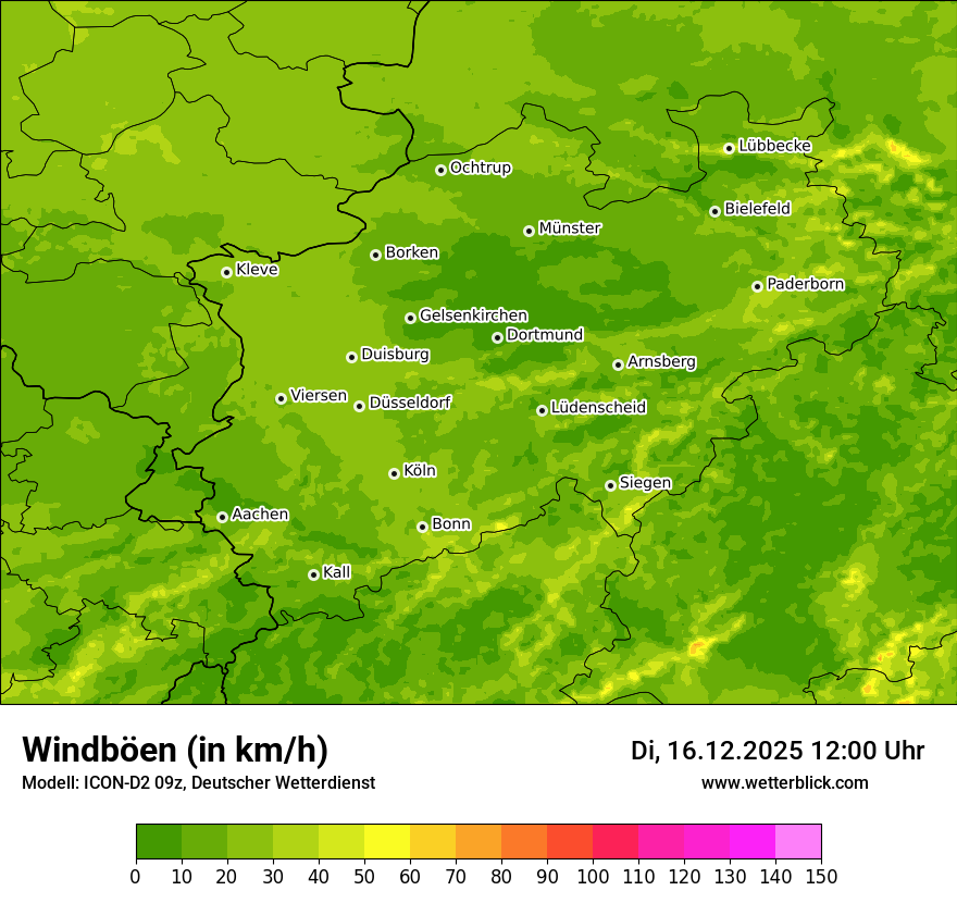 Modellkarten Windgeschwindigkeit