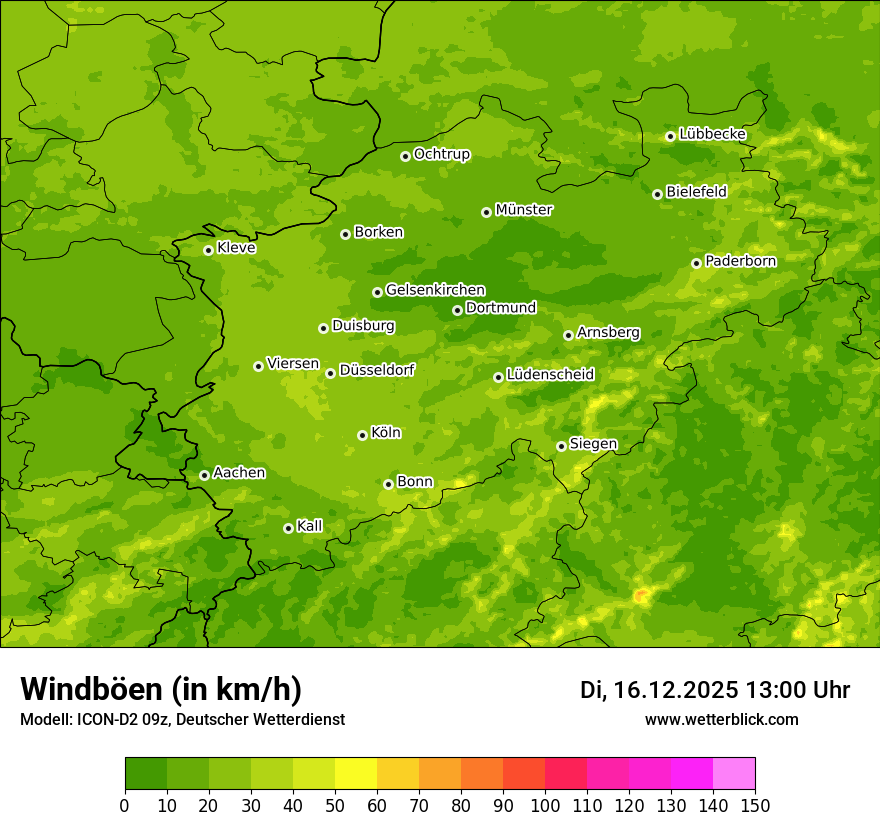 Modellkarten Windgeschwindigkeit