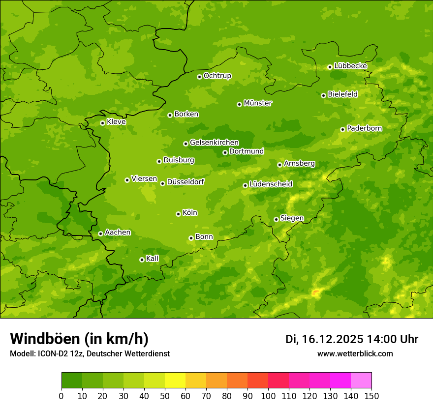 Modellkarten Windgeschwindigkeit