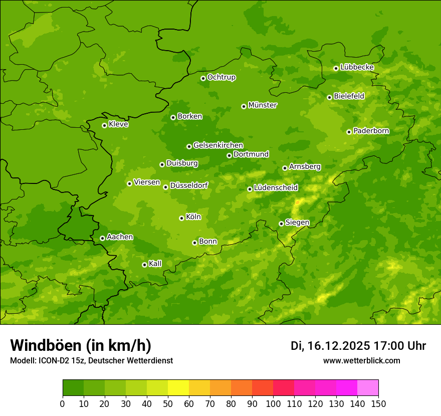 Modellkarten Windgeschwindigkeit