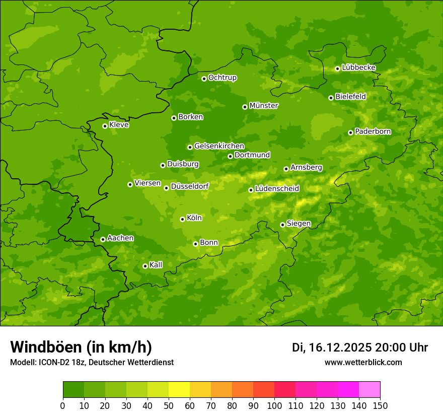 Modellkarten Windgeschwindigkeit