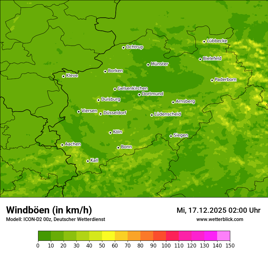 Modellkarten Windgeschwindigkeit