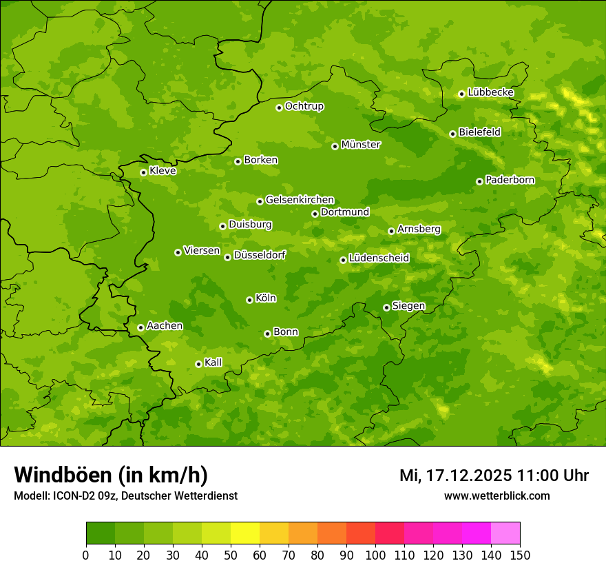Modellkarten Windgeschwindigkeit