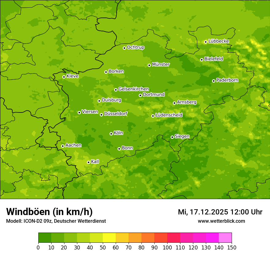Modellkarten Windgeschwindigkeit