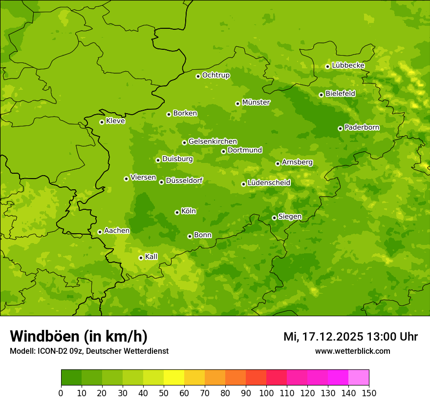 Modellkarten Windgeschwindigkeit
