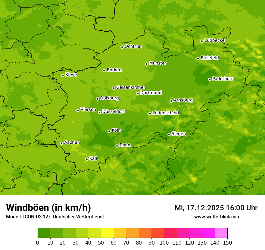 Modellkarten Windgeschwindigkeit