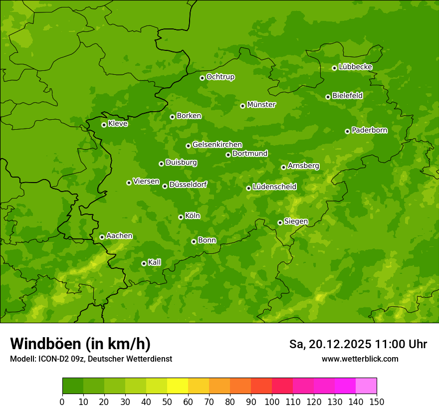 Modellkarten Windgeschwindigkeit