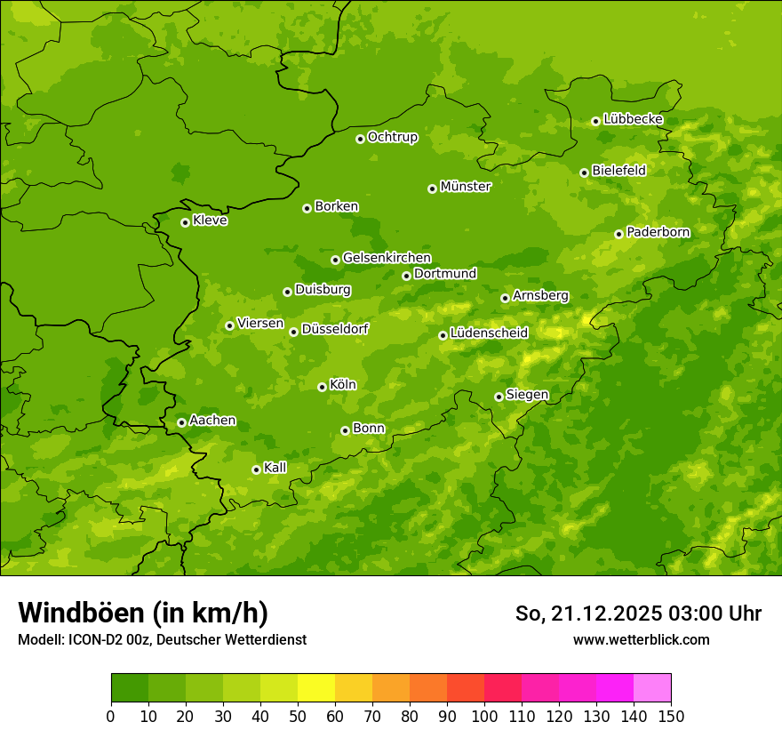 Modellkarten Windgeschwindigkeit