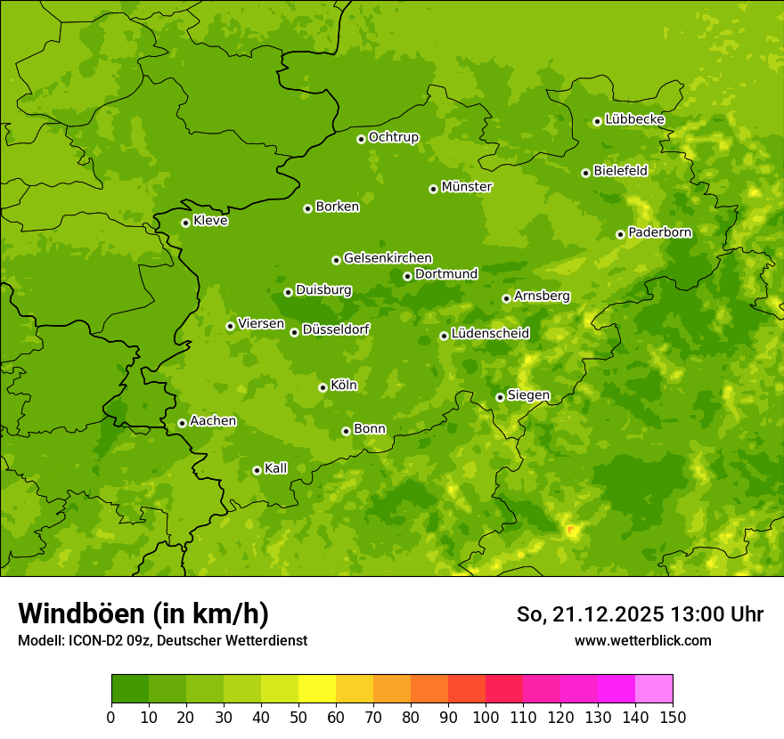 Modellkarten Windgeschwindigkeit