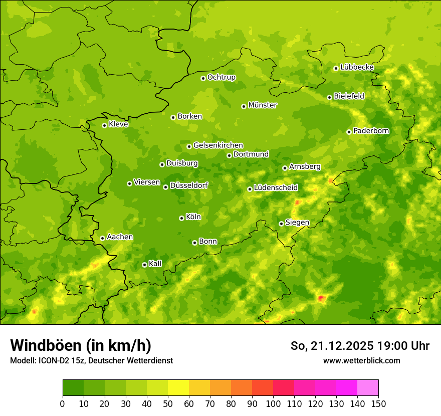 Modellkarten Windgeschwindigkeit