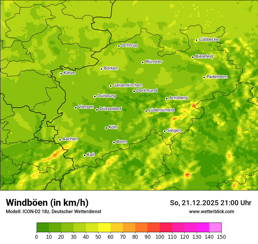 Modellkarten Windgeschwindigkeit