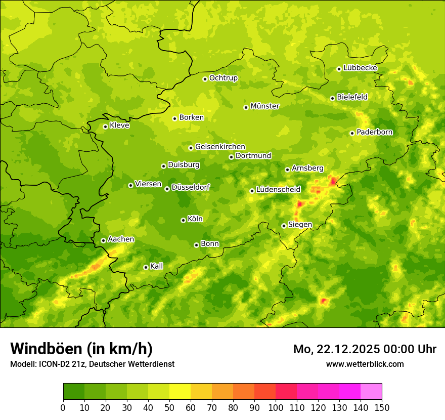 Modellkarten Windgeschwindigkeit
