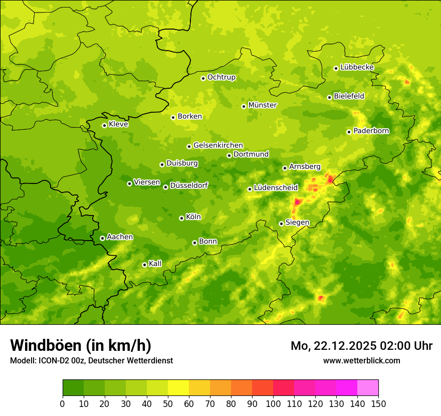 Modellkarten Windgeschwindigkeit