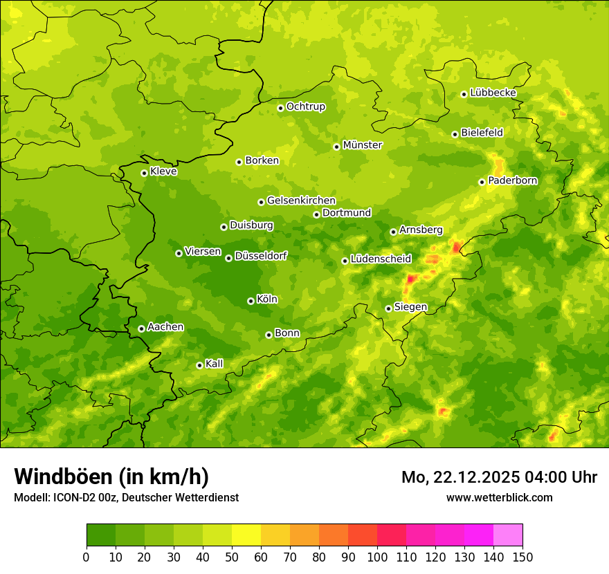 Modellkarten Windgeschwindigkeit
