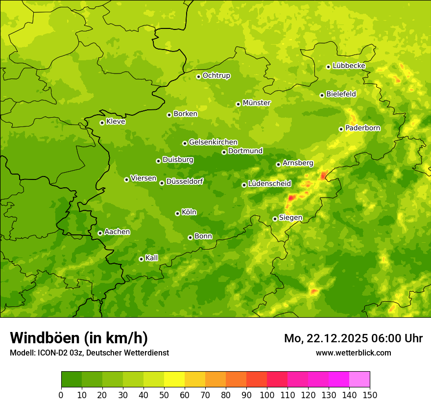 Modellkarten Windgeschwindigkeit