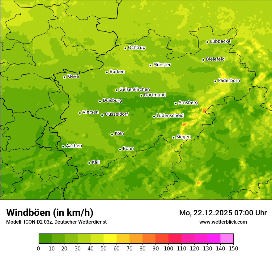 Modellkarten Windgeschwindigkeit