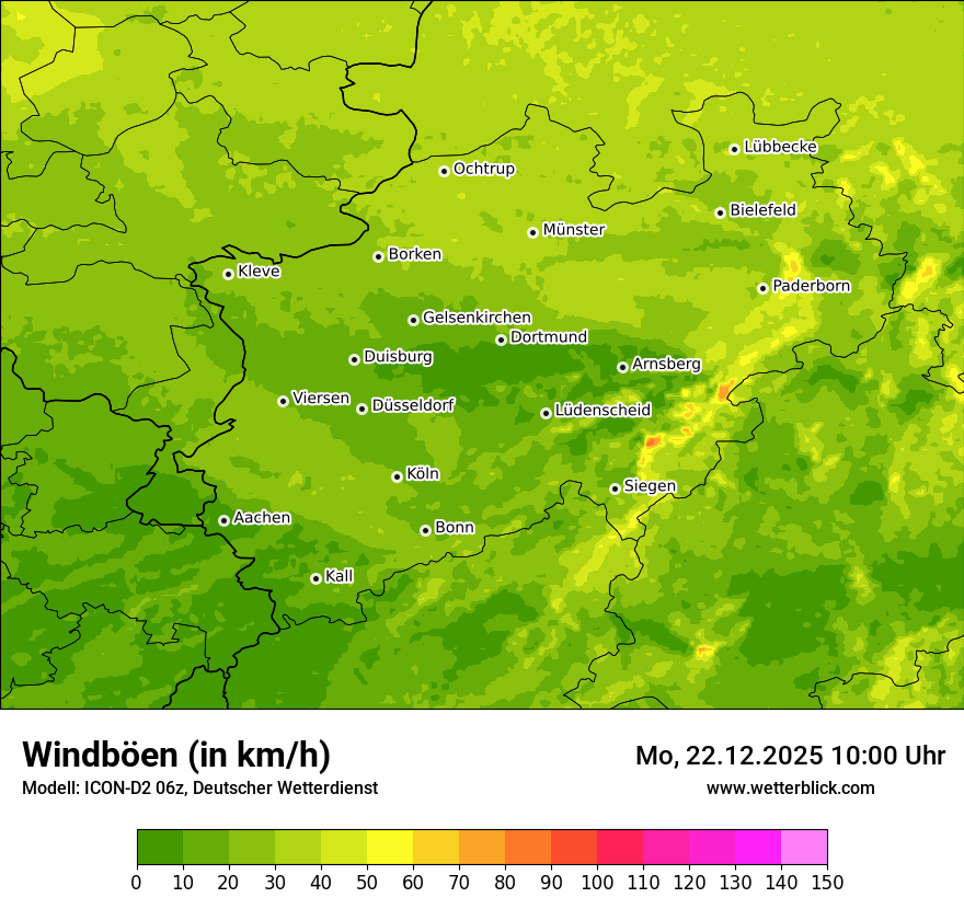 Modellkarten Windgeschwindigkeit