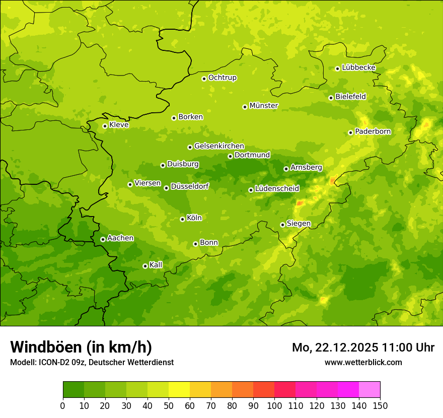 Modellkarten Windgeschwindigkeit