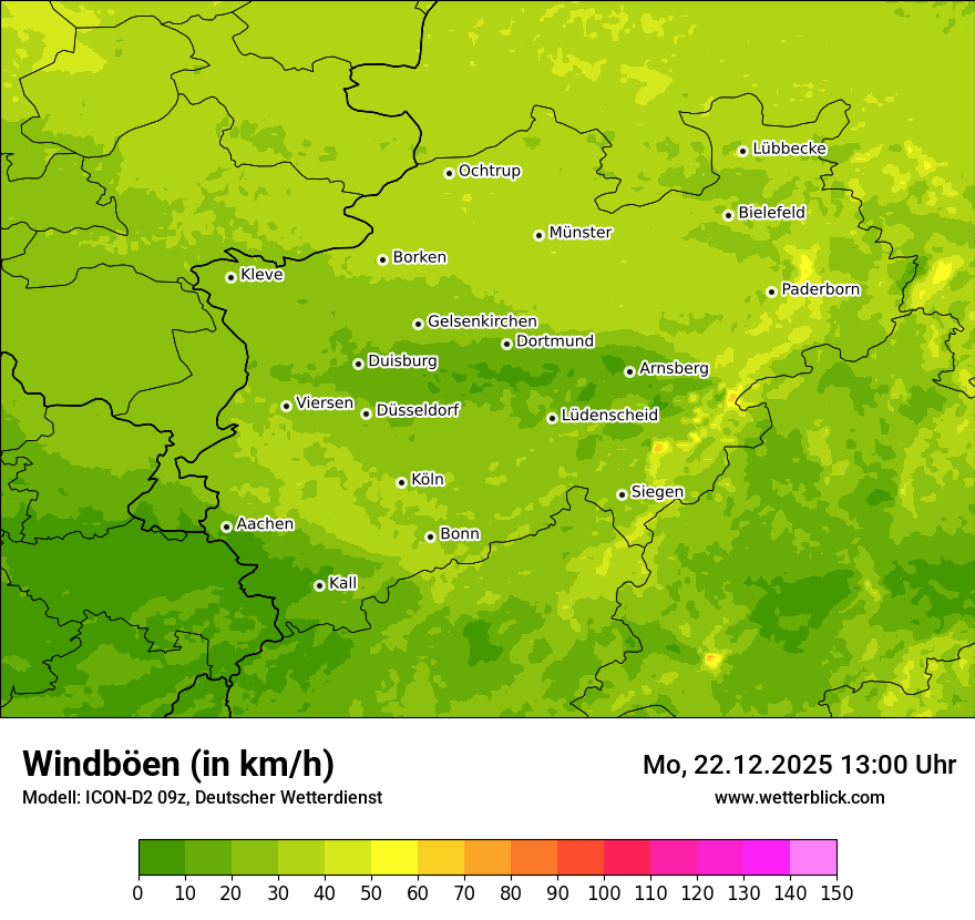 Modellkarten Windgeschwindigkeit