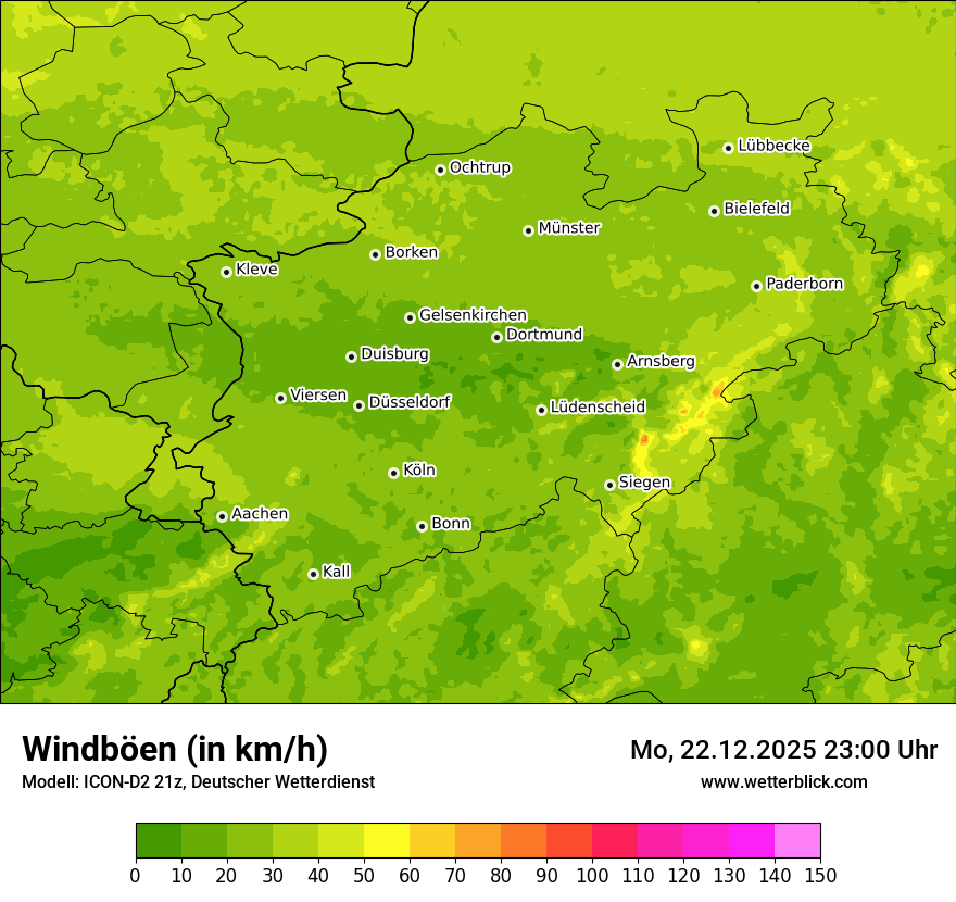 Modellkarten Windgeschwindigkeit