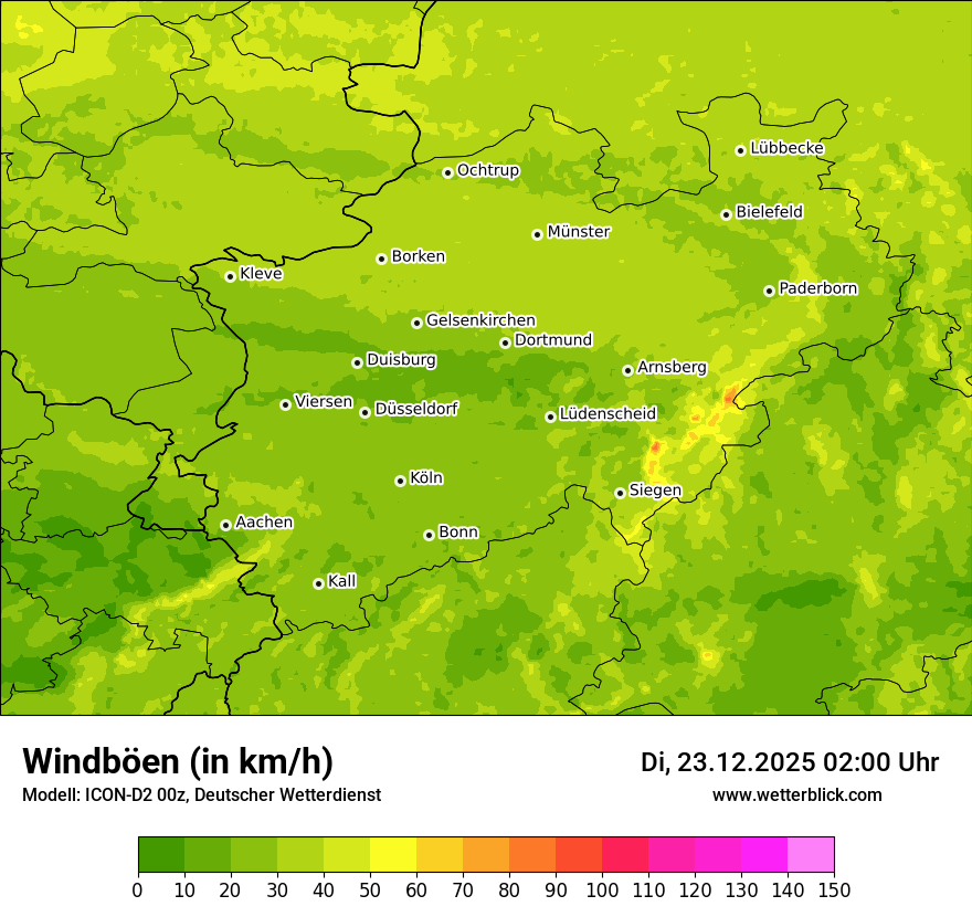 Modellkarten Windgeschwindigkeit