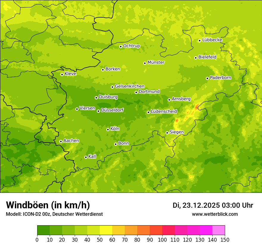 Modellkarten Windgeschwindigkeit