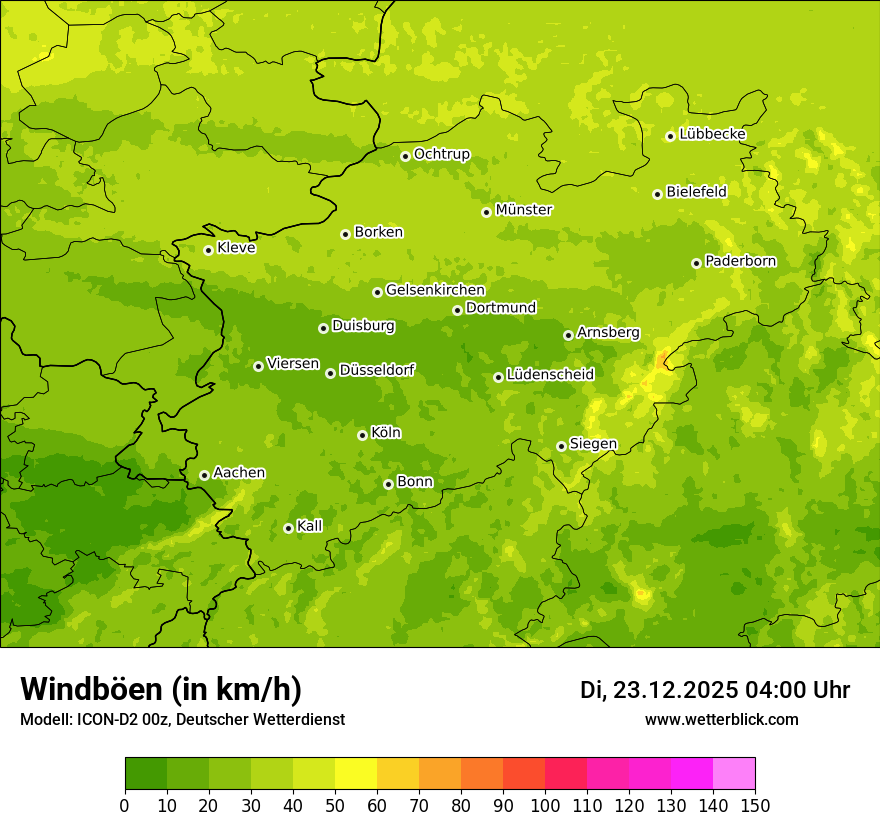 Modellkarten Windgeschwindigkeit