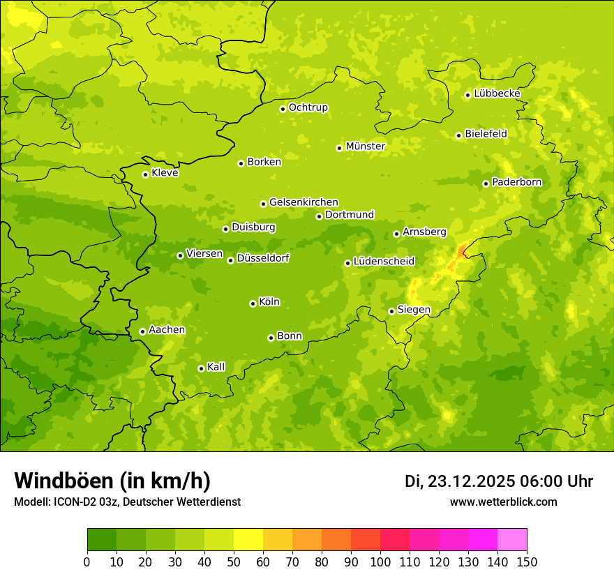 Modellkarten Windgeschwindigkeit