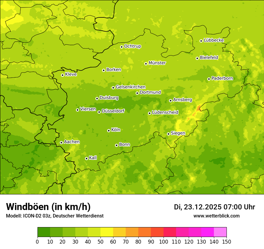 Modellkarten Windgeschwindigkeit