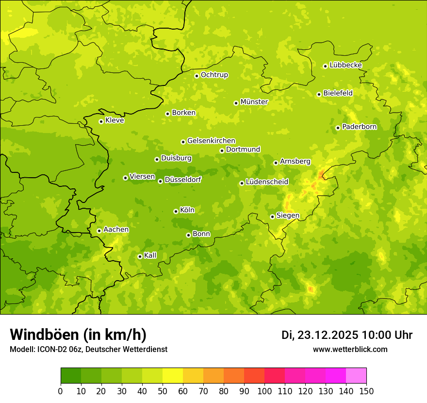 Modellkarten Windgeschwindigkeit