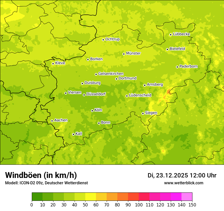 Modellkarten Windgeschwindigkeit