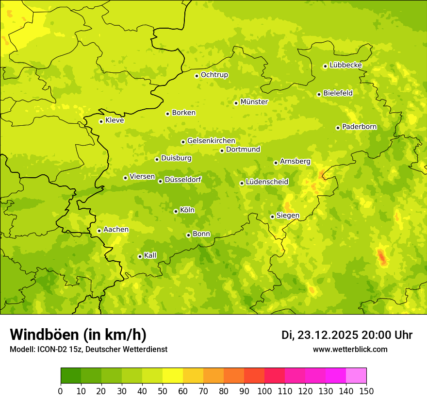 Modellkarten Windgeschwindigkeit