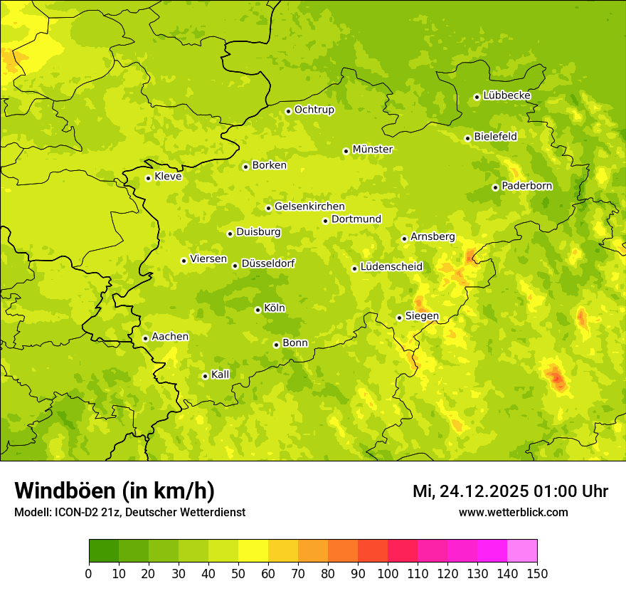 Modellkarten Windgeschwindigkeit