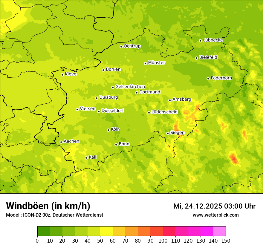 Modellkarten Windgeschwindigkeit