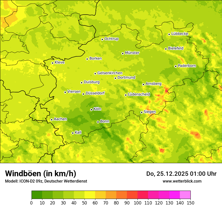 Modellkarten Windgeschwindigkeit