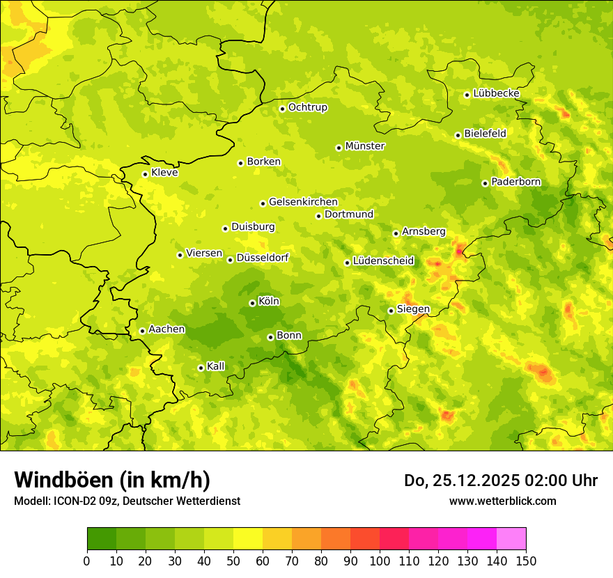 Modellkarten Windgeschwindigkeit